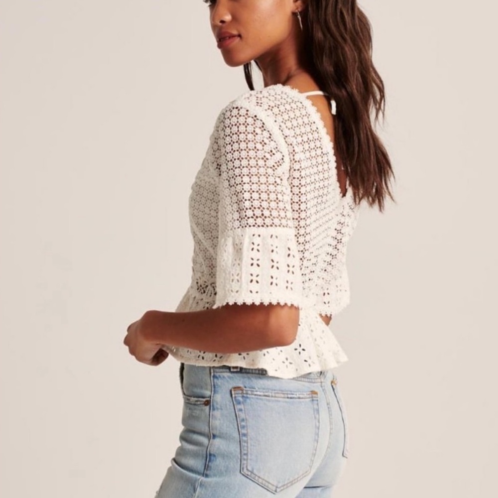 Abercrombie • NWT Lace V Neck Blouse - Picture 2 of 6